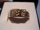 VINTAGE DIAMOND AND GOLD NUGGET RING 10K