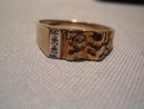 VINTAGE DIAMOND AND GOLD NUGGET RING 10K