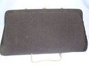 VINTAGE BLACK FILE CLOTH EVENING CLUTCH WITH GOLD CHAIN & CLASP
