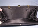 VINTAGE BLACK FILE CLOTH EVENING CLUTCH WITH GOLD CHAIN & CLASP