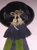 BAVARIAN HAT WALL HANGING BLACK AND GREEN VELVET
