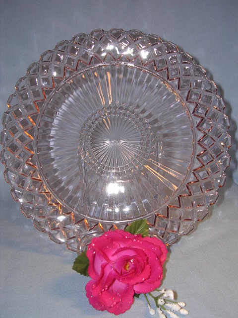 WATERFORD WAFFLE PINK DEPRESSION 9 5/8 INCH DINNER PLATE