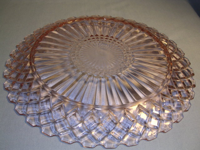 WATERFORD WAFFLE PINK DEPRESSION 9 5/8 INCH DINNER PLATE