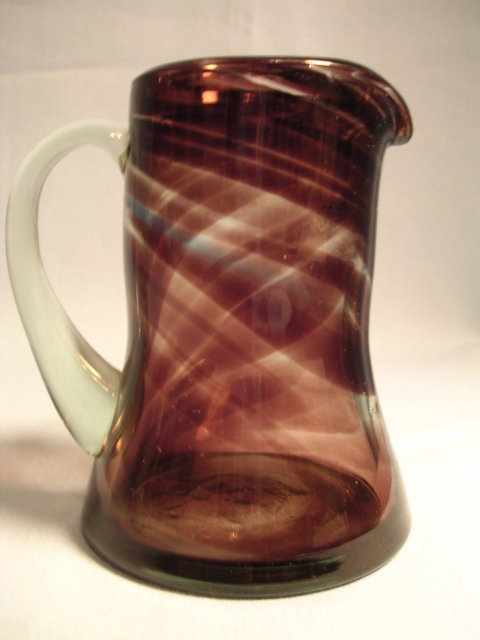 VINTAGE PURPLE /Brown TO CLEAR GLASS PITCHER