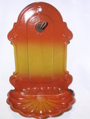 VINTAGE EUROPEAN RED TO GOLD WALL HANGING SOAP DISH AND CUP HOLDER