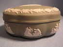 WEDGWOOD GREEN JASPERWARE JASPER COVERED POWDER DISH