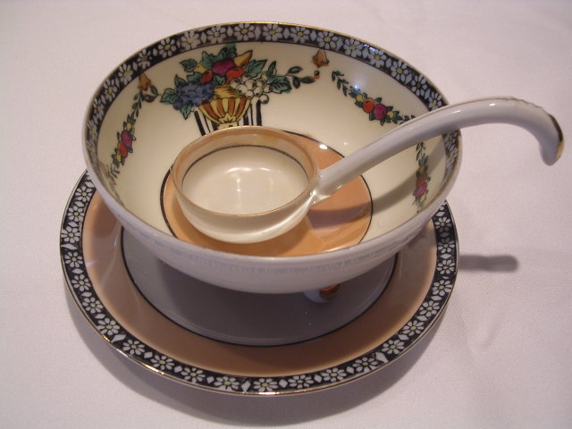 NORITAKE FLORAL FRUIT LUSTERWARE 3 PIECE MAYO SAUCE DISH SET