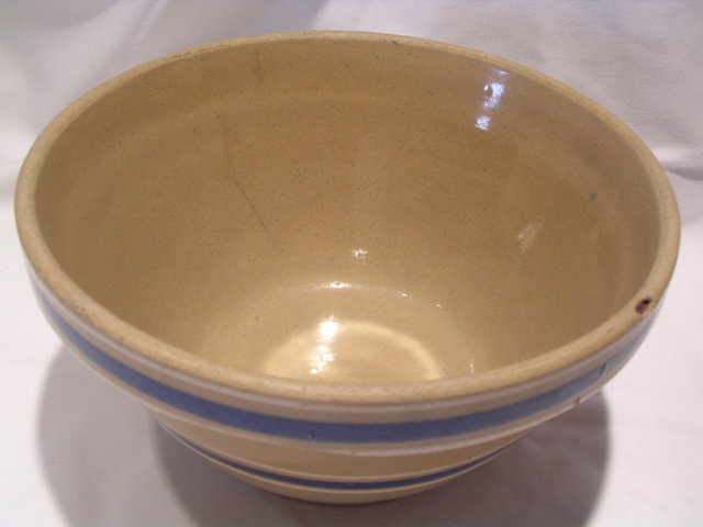 WATT POTTERY BAK-EZEE 9 IN BLUE BAND MIXING BOWL