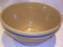 WATT POTTERY BAK-EZEE 9 IN BLUE BAND MIXING BOWL