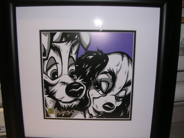 PUPPY LOVE, FROM DISNEY'S LADY AND THE TRAMP BY ALLISON LEFCORT LITHO ON PAPER FRAMED AND MATTED