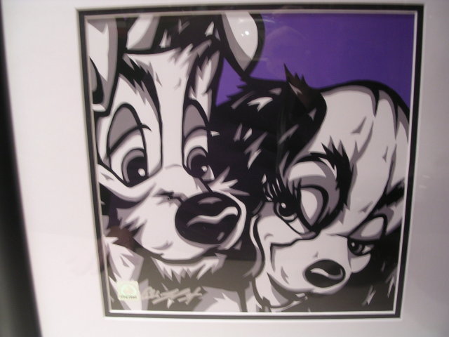 PUPPY LOVE, FROM DISNEY'S LADY AND THE TRAMP BY ALLISON LEFCORT LITHO ON PAPER FRAMED AND MATTED