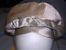 VINTAGE TOQUE TURBAN STYLE BEIGE SATIN LADIES HAT BY MR RICKY
