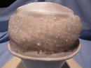 VINTAGE WHITE LINEN SCULTPED LADIES HAT WITH FLOCKED NETTING