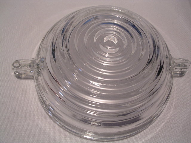 2 CRYSTAL MANHATTAN HORIZONTAL RIBBED 4 1/2 SAUCE BOWLS WITH HANDLE