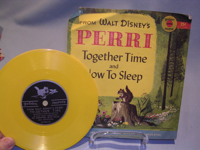 WALT DISNEY'S PERRI TOGETHER TIME & NOW TO SLEEP 78RPM GOLDEN RECORD W/ SLEEVE