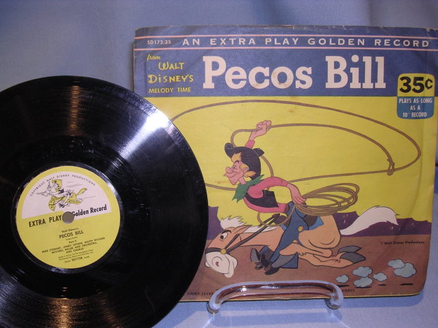 WALT DISNEY'S PECOS BILL 78RPM EXTRA PLAY GOLDEN RECORD WITH ORIG SLEEVE 1953 SD172:35