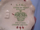 ANTIQUE FIELDING & CO CROWN DEVON FESTOON SUGAR SHAKER MUFFINEER WITH SILVER PLATE LID