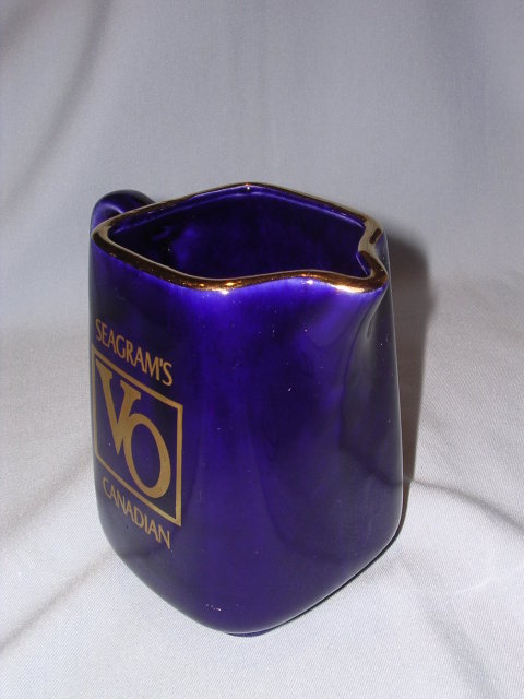 SEAGRAM'S VO CANADIAN WHISKEY BAR WATER PITCHER COBALT BLUE
