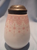 ANTIQUE CHINA PINK DECORATED SUGAR SHAKER MUFFINEER AUSTRIA
