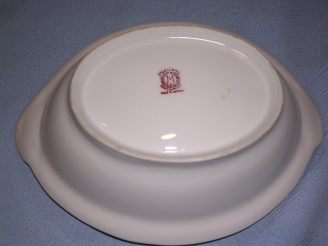 NORITAKE LUSTER RED WHITE BLUE FLORAL OVAL DISH #27 RED MARK