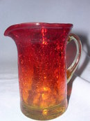 AMBERINA CRACKLE GLASS PITCHER