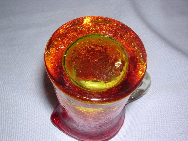 AMBERINA CRACKLE GLASS PITCHER