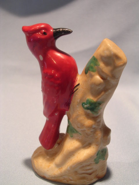 VINTAGE WOODPECKER ON A TREE FIGURINE JAPAN