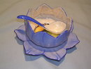 NORITAKE 3 PIECE SAUCE OR MAYO SET LOTUS BLOSSOM BLUE RED MARK #27