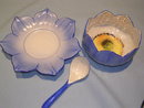 NORITAKE 3 PIECE SAUCE OR MAYO SET LOTUS BLOSSOM BLUE RED MARK #27