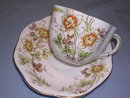 TAYLOR &KENT LTD ENGLISH BONE CHINA FLUTED CUP & SAUCER MULT-FLORAL