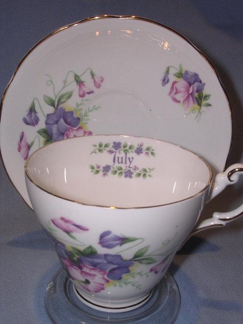 REGENCY ENGLISH BONE CHINA JULY VIOLETS CUP & SAUCER