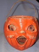 HALLOWEEN PAPER MACHE JACK-O-LANTERN WITH EYE/MOUTH INSERT