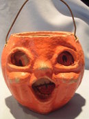 HALLOWEEN PAPER MACHE JACK-O-LANTERN WITH EYE/MOUTH INSERT