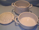 GERMAN GRANITE WARE CHICKEN WIRE ENAMEL 3 PIECE DOUBLE BOILER STEAMER WITH LID