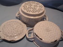 GERMAN GRANITE WARE CHICKEN WIRE ENAMEL 3 PIECE DOUBLE BOILER STEAMER WITH LID