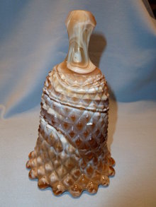 IMPERIAL CARAMEL SLAG GLASS BELL DIAMOND POINT DESIGN