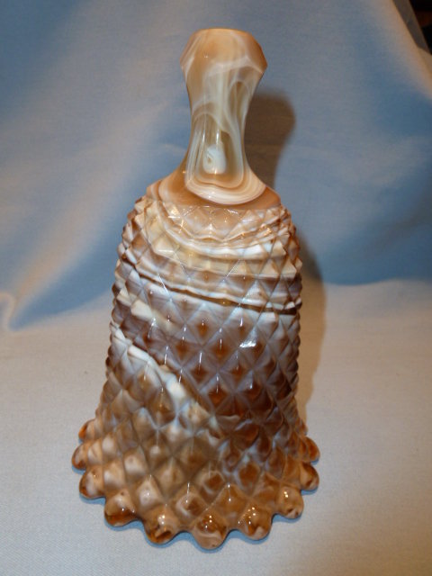 IMPERIAL CARAMEL SLAG GLASS BELL DIAMOND POINT DESIGN