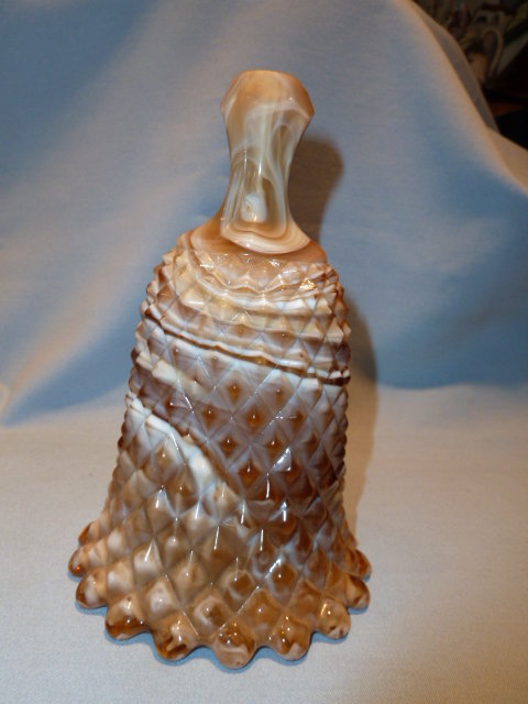 IMPERIAL CARAMEL SLAG GLASS BELL DIAMOND POINT DESIGN