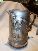 JIM BEAM 1OTH ANNUAL CONVENTION FAUX PEWTER WOODLAND CREATURES TALL PITCHER.