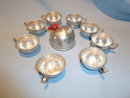 VINTAGE CHILD'S ALUMINUM 9 PIECE TEA SET WITH TEAPOT