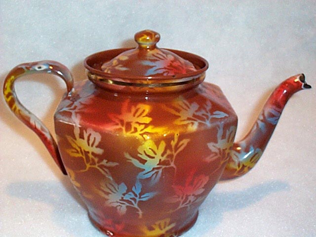 ELITE CZECH GRANITEWARE GRANITE FLORAL TEAPOT