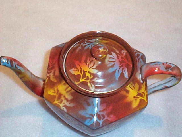 ELITE CZECH GRANITEWARE GRANITE FLORAL TEAPOT