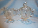 JEANNETTE CHINA CRYSTAL BALTIMORE PEAR CREAMER AND COVERED SUGAR SET
