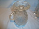 CLEAR JEANNETTE IRIS & HERRINGBONE LARGE FOOTED PITCHER CRYSTAL