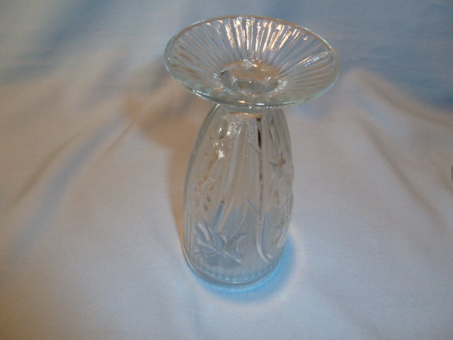 CLEAR JEANNETTE IRIS & HERRINGBONE FOOTED WATER TUMBLER GLASS