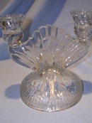 JEANNETTE IRIS & HERRINGBONE PAIR DOUBLE LIGHT CANDLESTICKS