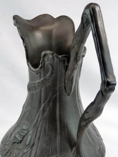 Nouveau Kayserzinn Pewter Satyr Pitcher Germany c 1896