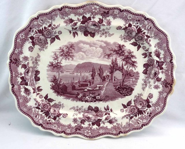 Antique Staffordshire Jacksons VIEW OF NEWBURGH NY Purple 18