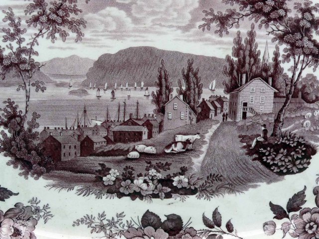 Antique Staffordshire Jacksons VIEW OF NEWBURGH NY Purple 18