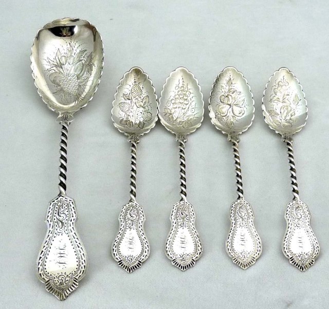 1859 GALE & WILLIS Sterling Silver 5 Pc. Dessert Set